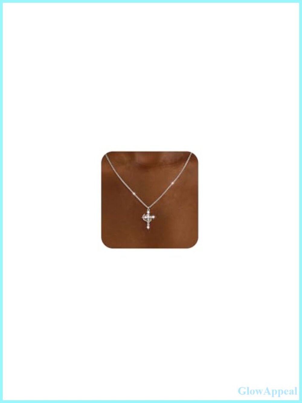 925 Sterling Silver Crown Cross Necklace Lobster Clasp 18.5 Inch Women Jewelry